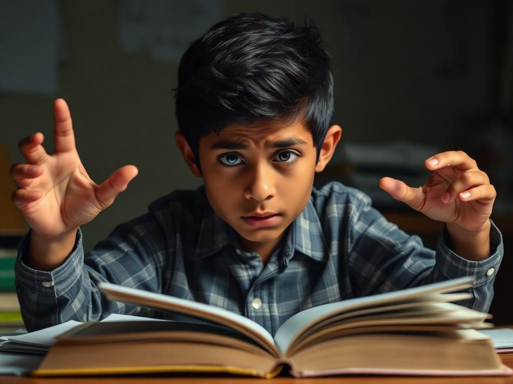 Child struggling with math homework